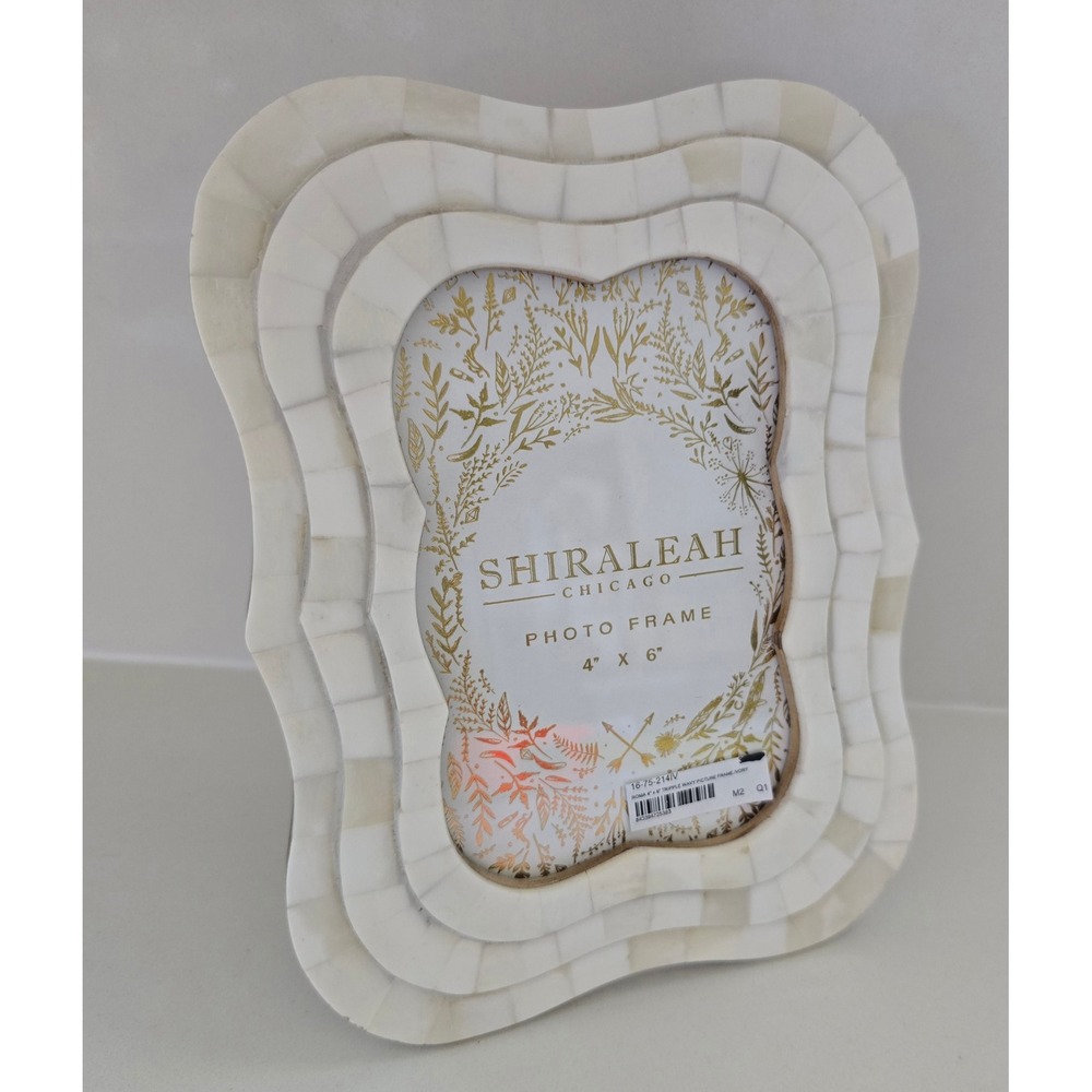 Shiraleah Chicago Roma Ivory Bone Inlay Triple Wavy 4x6 Picture Frame